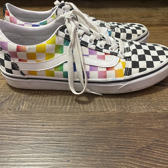 Vans ward rainbow checkerboard canvas skate shoes - Picture 4 of 8